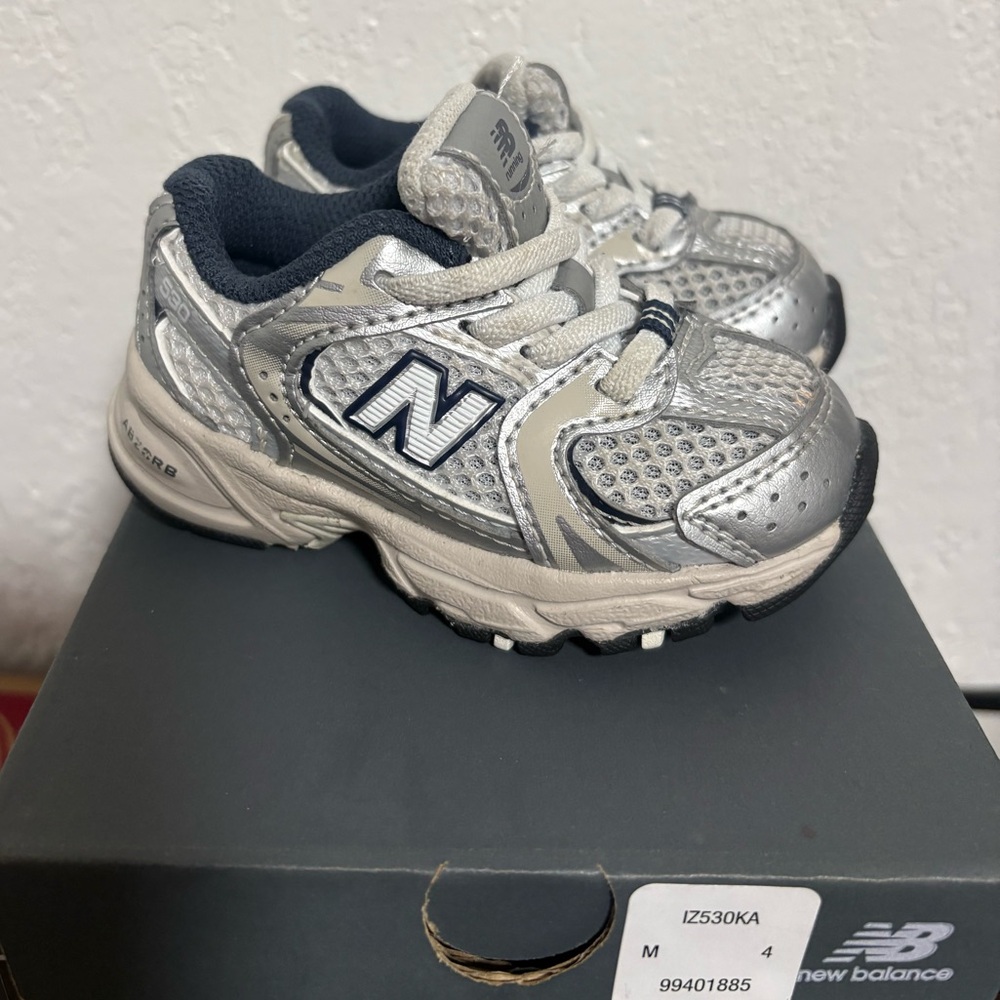 New Balance Kids' Metallic Silver Sneakers